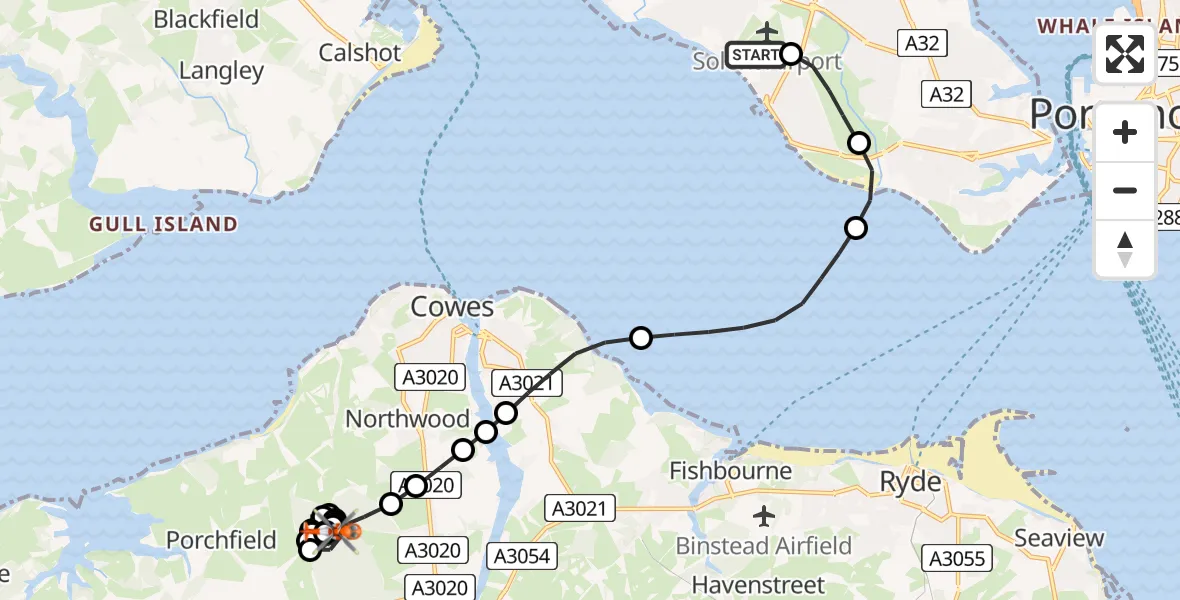 Flight route map: Coastguard Helicopter to Northwood, Noke Common Road