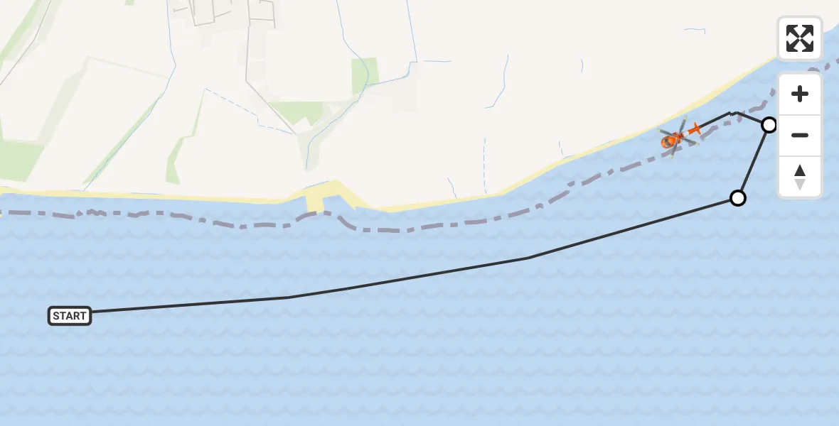 Flight route map: Coastguard Helicopter to Flamborough, Lighthouse Road