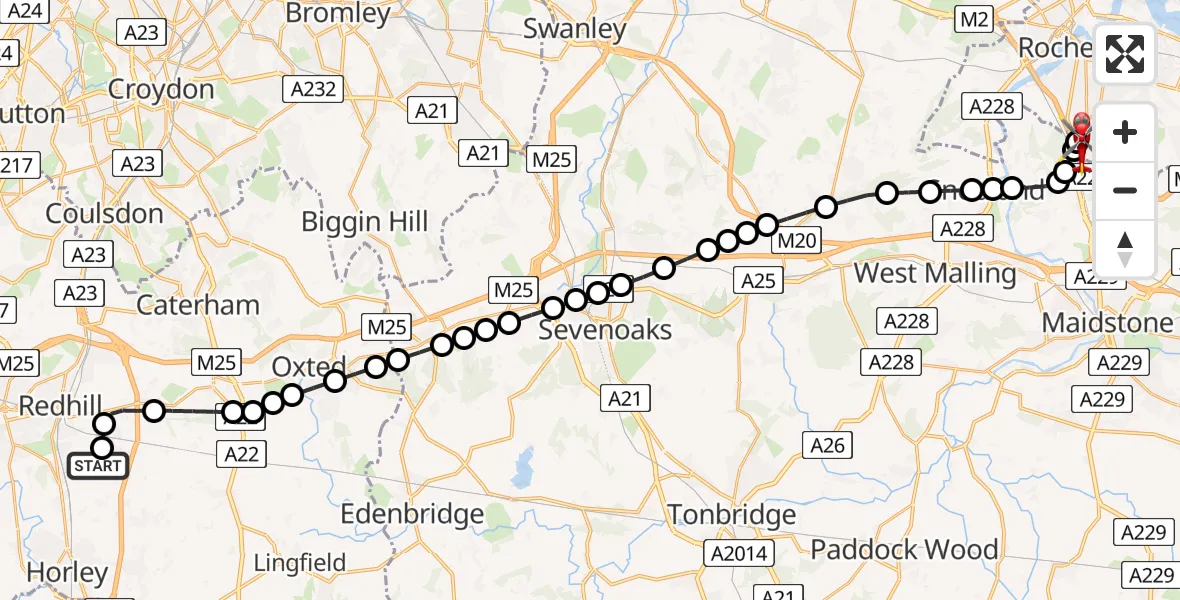 Flight route map: Air Ambulance Helicopter to Rochester Airport, Rochester Airport