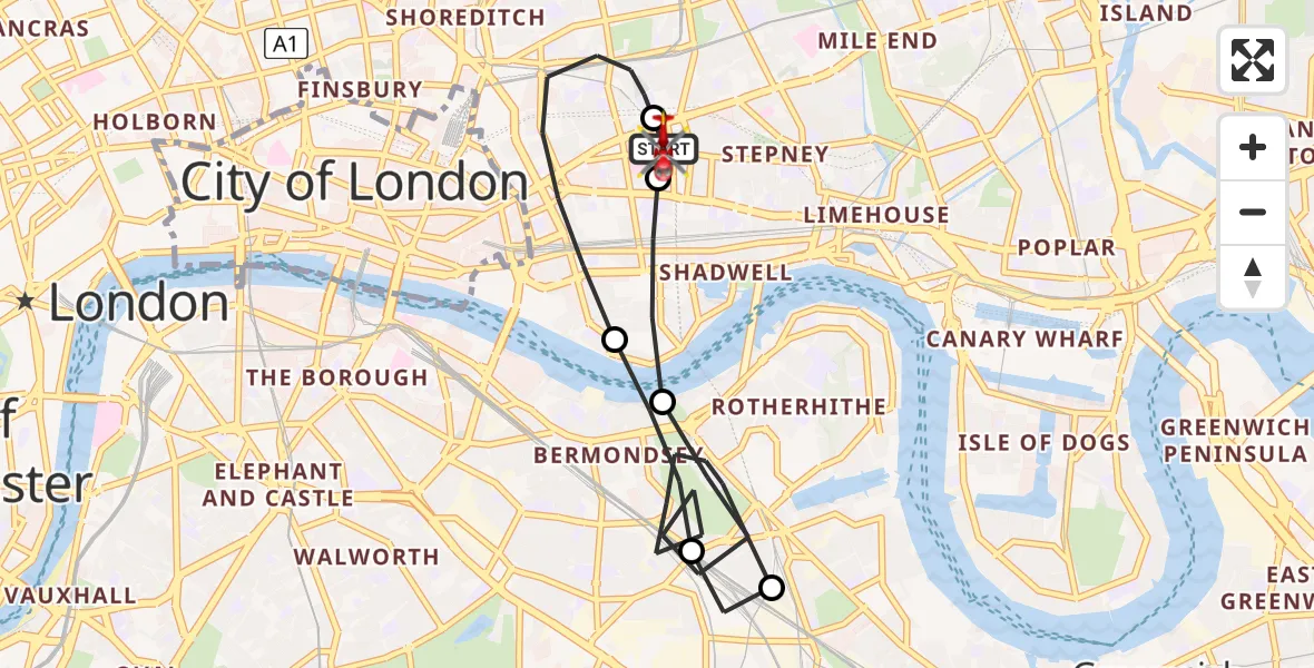 Flight route map: Air Ambulance Helicopter to Royal London Hospital, Royal London Hospital