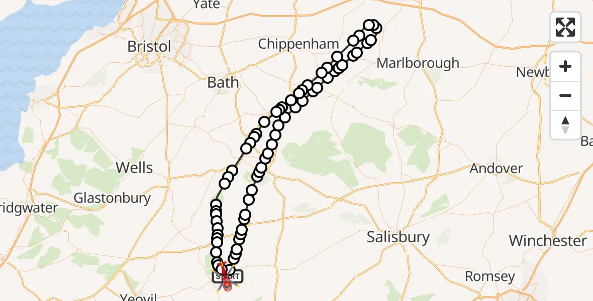 Flight route map: Air Ambulance Helicopter to Henstridge, Henstridge Airfield