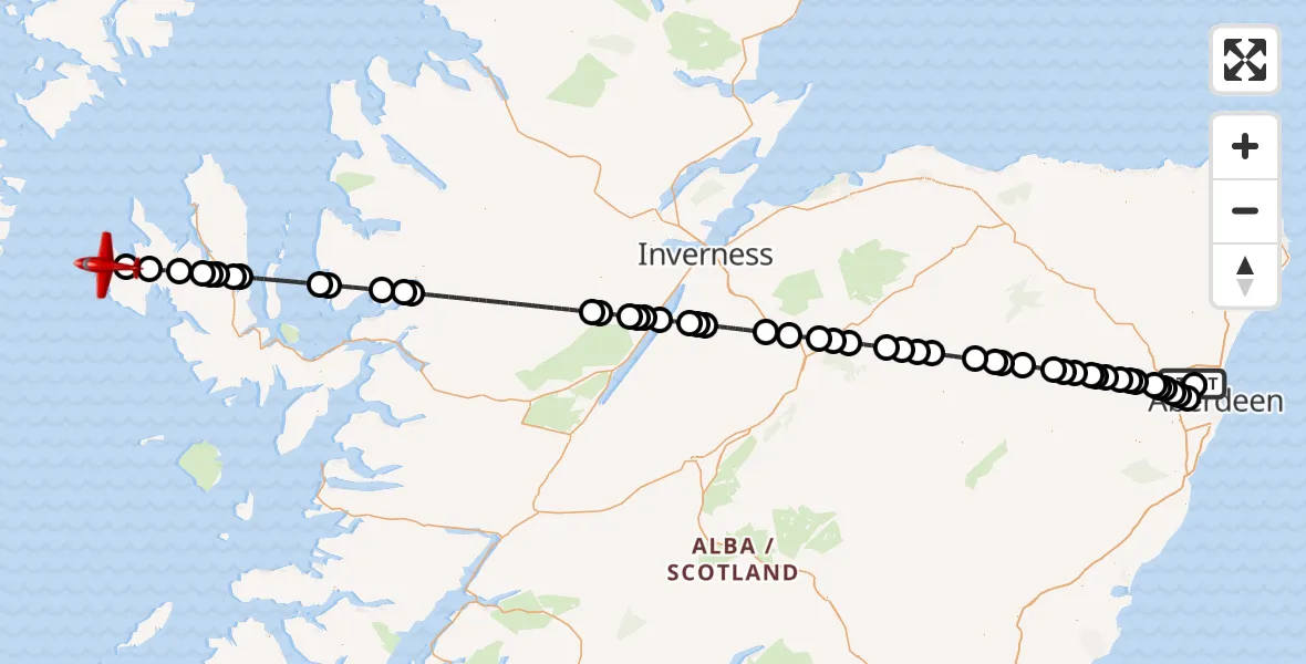 Flight route map: Air Ambulance Aircraft to Glendale - Gleann Dail, Totaig Road