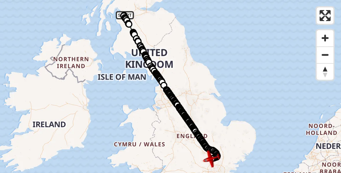 Routekaart van de vlucht: Air Ambulance Aircraft to King's Walden, Dane Street