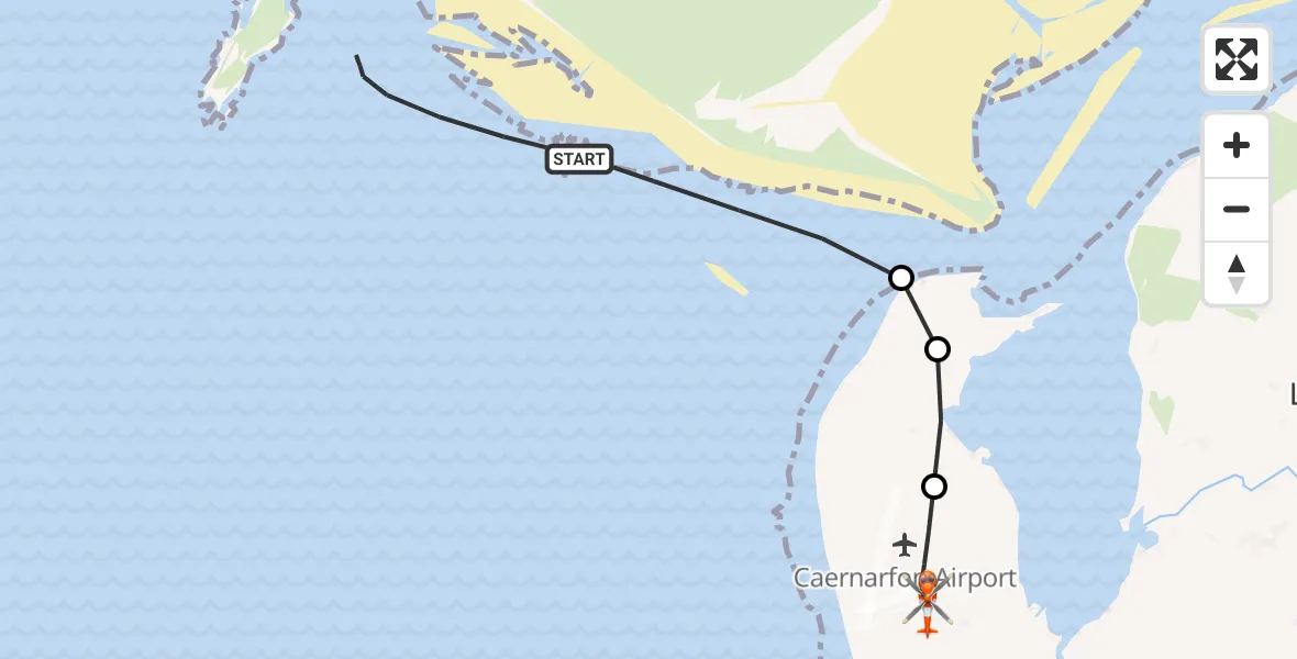Routekaart van de vlucht: Coastguard Helicopter to Caernarfon Airport, Caernarfon Airport