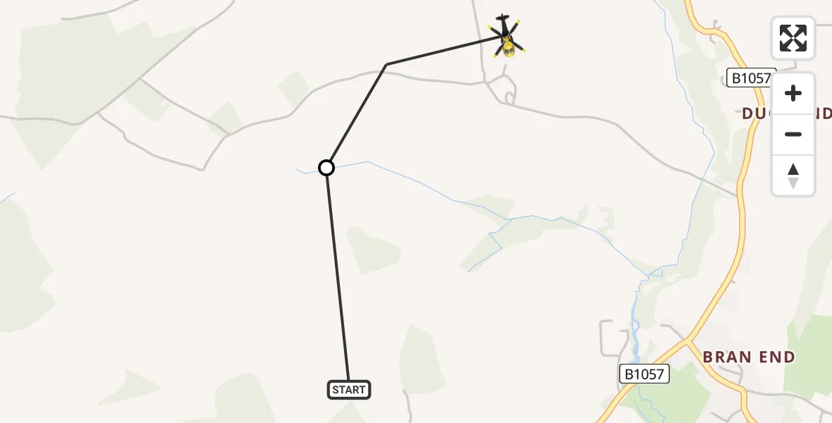 Routekaart van de vlucht: Police Helicopter to Lindsell, Lindsell Lane