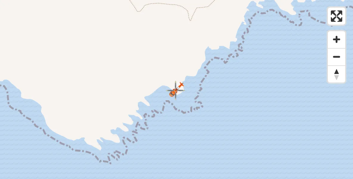 Flight path map showing Coastguard Helicopter route from Inner Seas to Inner Seas