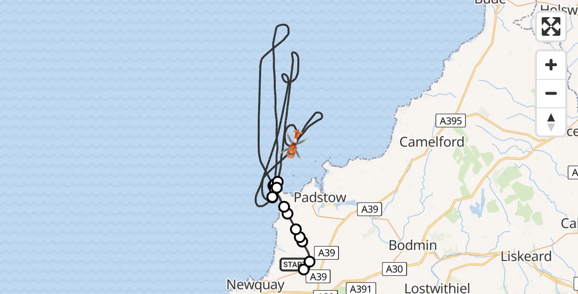 Flight route map: Coastguard Helicopter to Bristol Channel, Bristol Channel