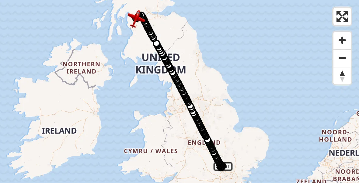 Flight route map: Air Ambulance Aircraft to Glasgow Airport, Glasgow Airport