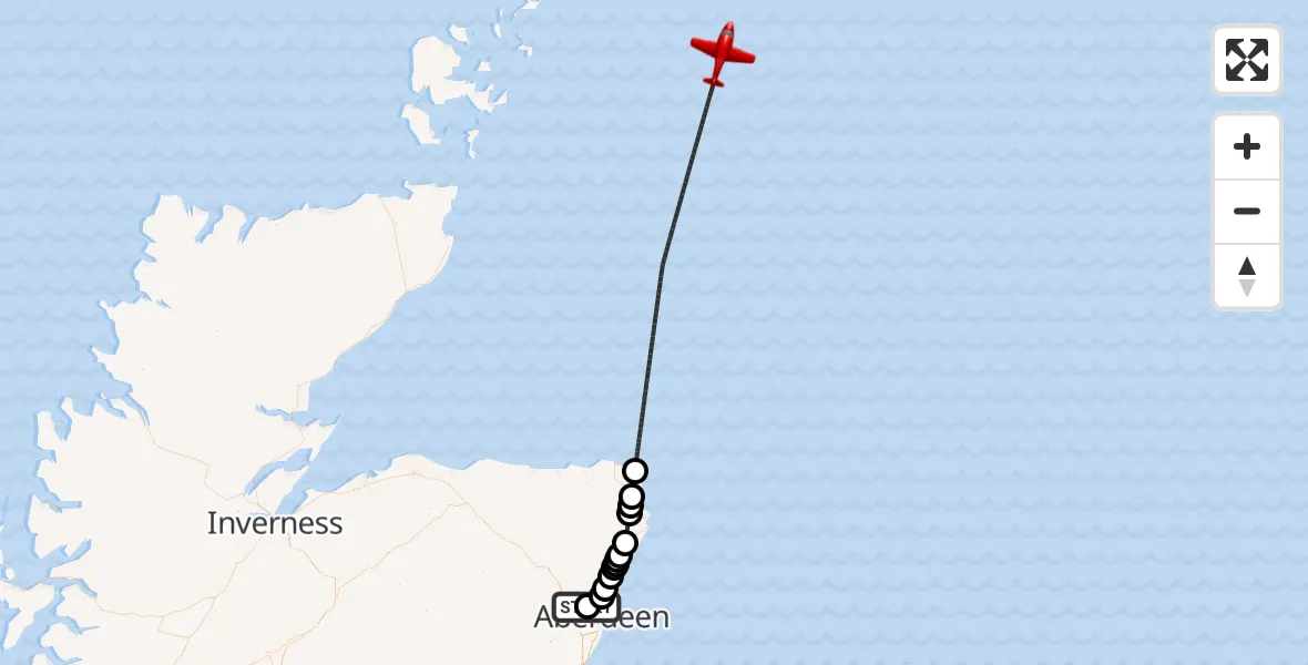 Routekaart van de vlucht: Air Ambulance Aircraft to North Sea, North Sea