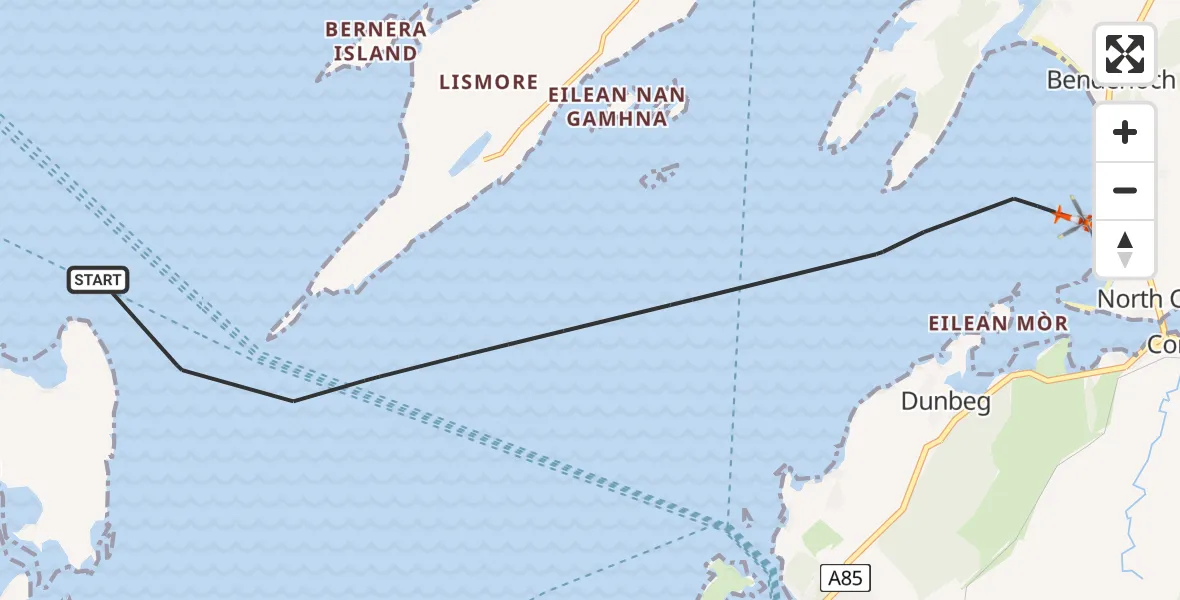 Routekaart van de vlucht: Coastguard Helicopter to Benderloch, Benderloch