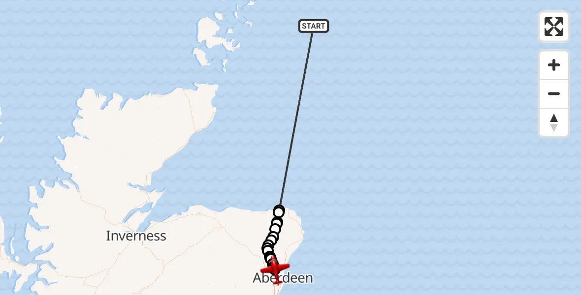 Flight route map: Air Ambulance Aircraft to Aberdeen International Airport, Aberdeen International Airport