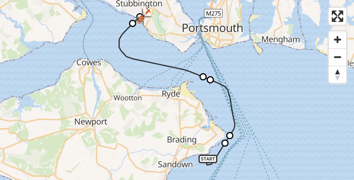 Routekaart van de vlucht: Coastguard Helicopter to Solent Airport, Solent Airport