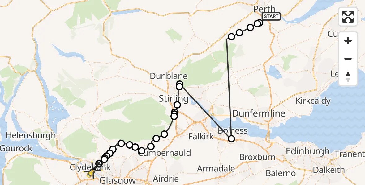 Flight route map: Police Helicopter to Glasgow, Bradan Avenue