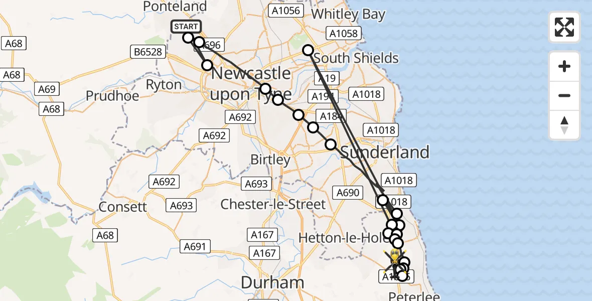 Routekaart van de vlucht: Police Helicopter to Hawthorn, A19