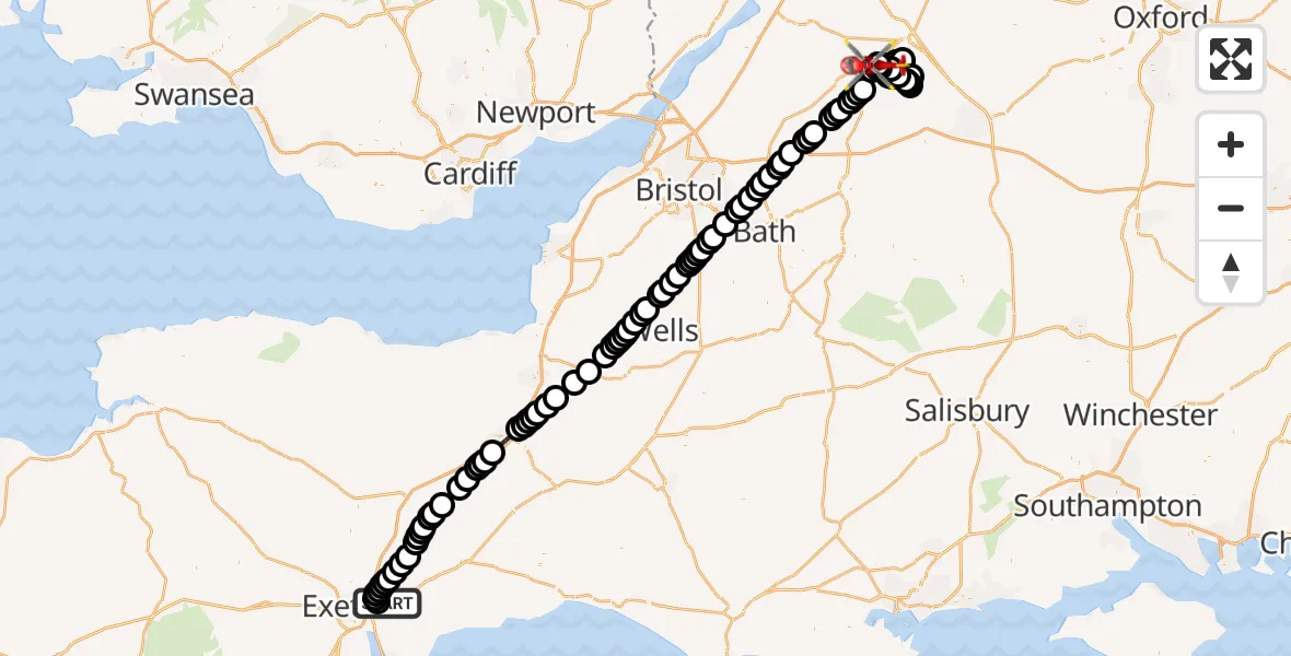 Flight route map: Air Ambulance Helicopter to Cotswold Airport, Cotswold Airport