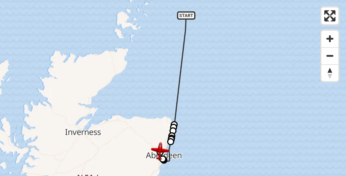 Flight route map: Air Ambulance Aircraft to Aberdeen International Airport, Aberdeen International Airport