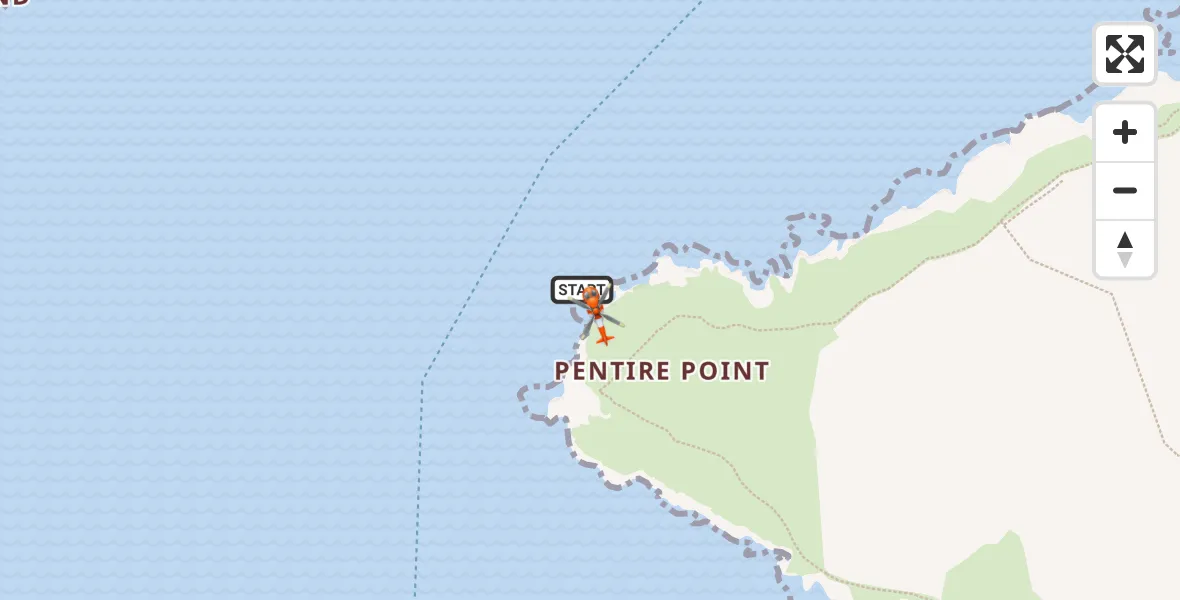 Flight route map: Coastguard Helicopter to New Polzeath, Atlantic Terrace
