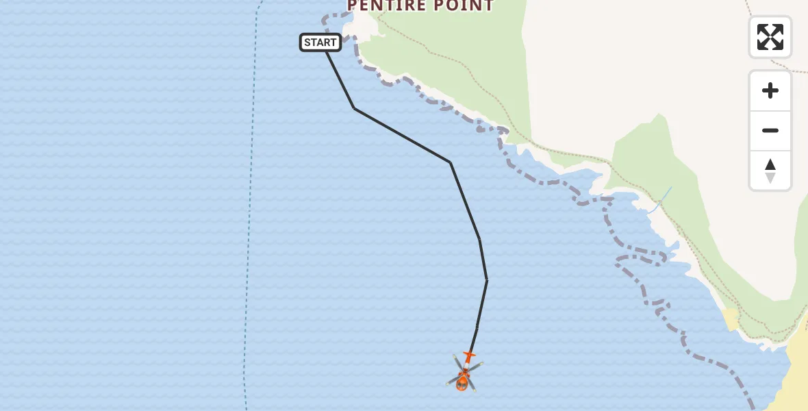 Flight route map: Coastguard Helicopter to New Polzeath, New Polzeath