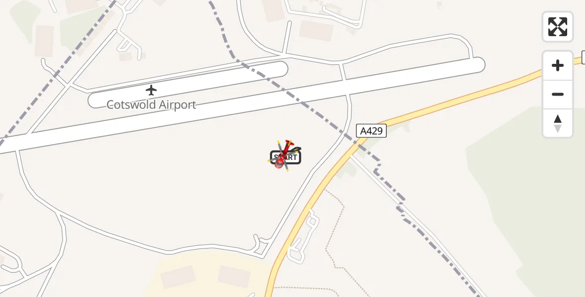 Flight route map: Air Ambulance Helicopter to Cotswold Airport, Cotswold Airport