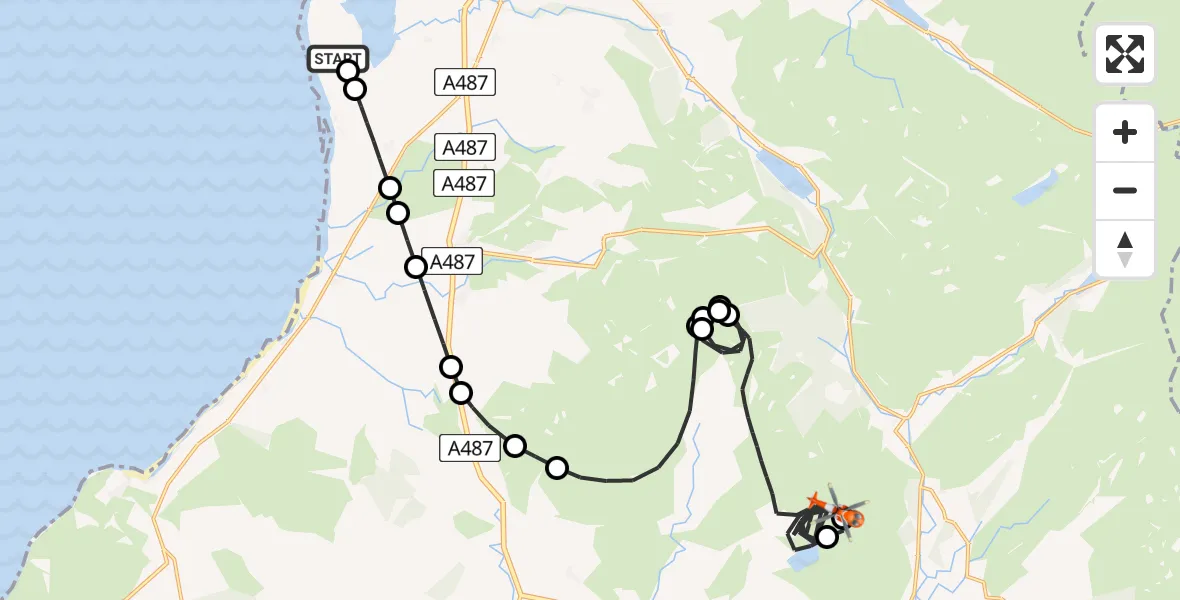 Flight route map: Coastguard Helicopter to Dolbenmaen, Dolbenmaen