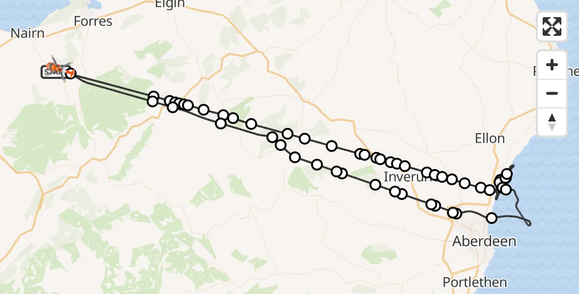 Routekaart van de vlucht: Coastguard Helicopter to Ferness