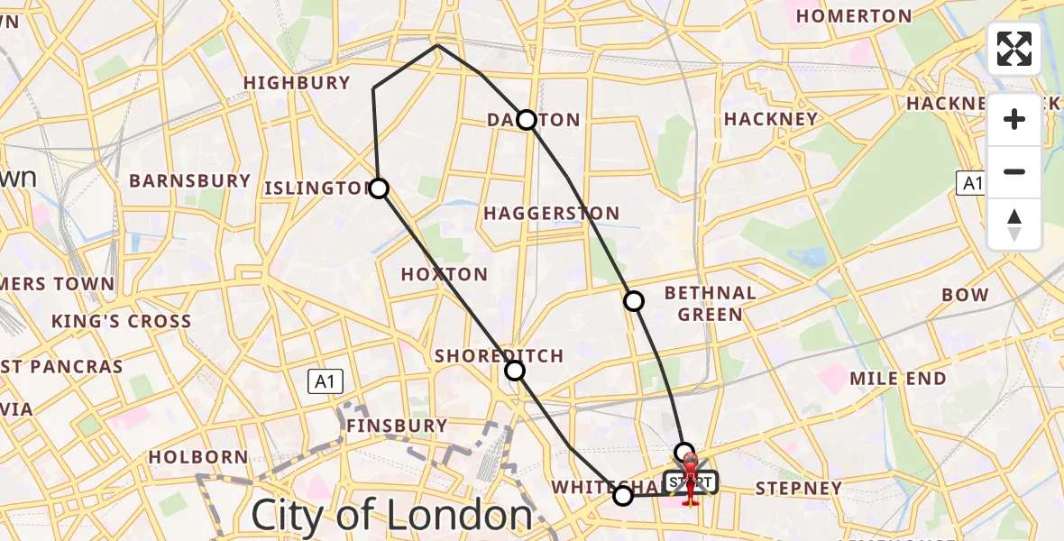 Routekaart van de vlucht: Air Ambulance Helicopter to Royal London Hospital, Royal London Hospital