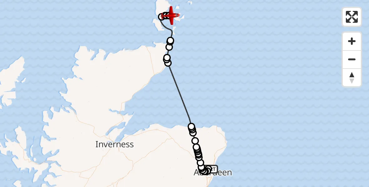 Flight route map: Air Ambulance Aircraft to Kirkwall, A964