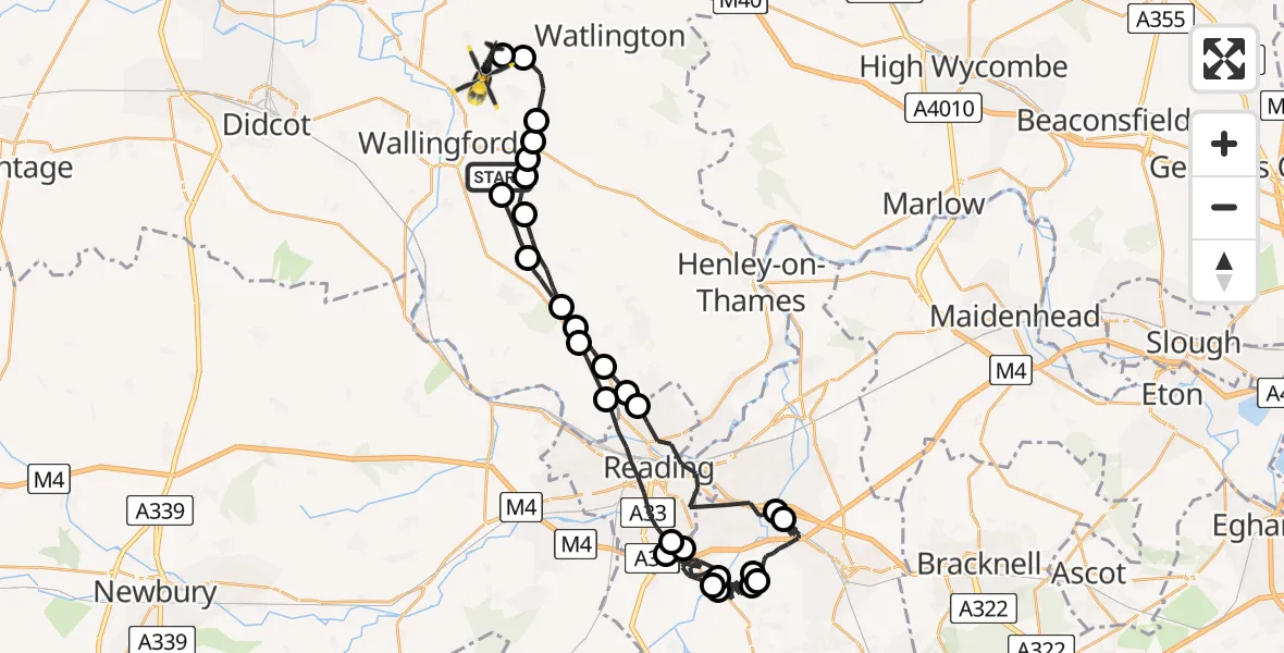 Flight route map: Police Helicopter to Benson, The Sands