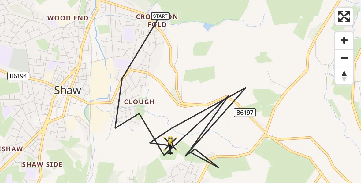 Flight route map: Police Helicopter to Shaw, Swift Road