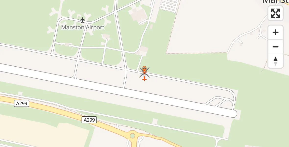 Flight route map:  to Manston Airport