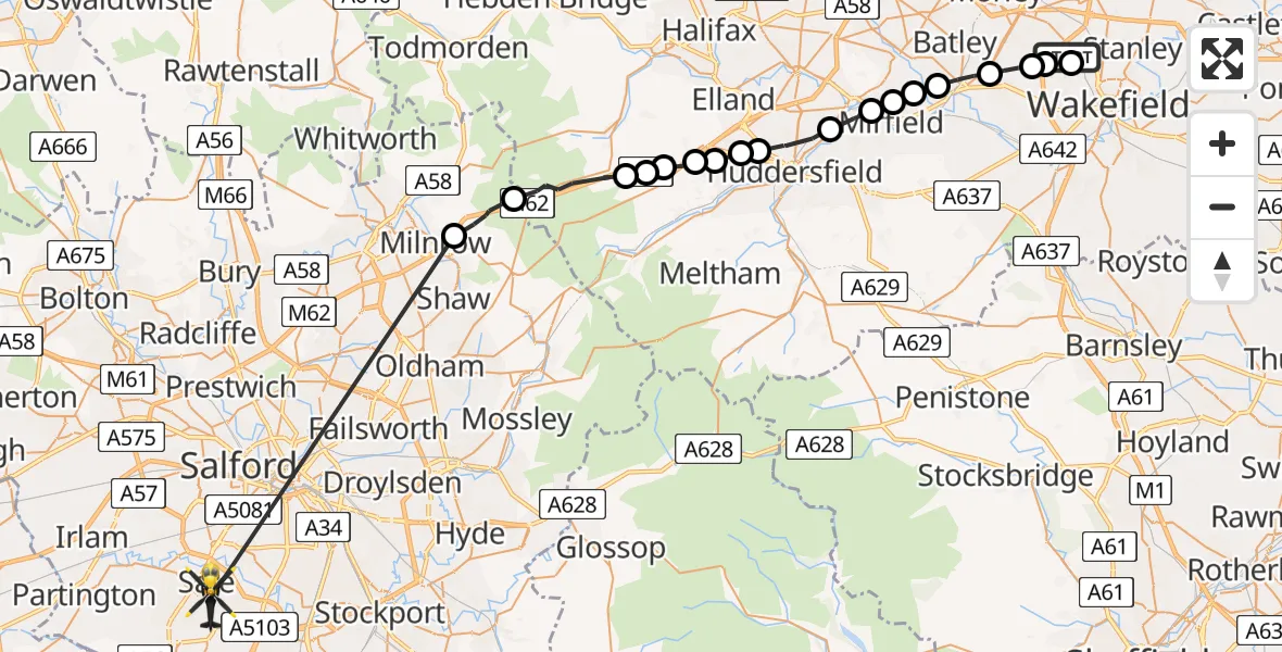 Routekaart van de vlucht: Police Helicopter to Sale, Beaufort Avenue