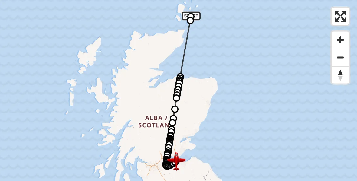 Flight route map: Air Ambulance Aircraft to Edinburgh Airport, Edinburgh Airport