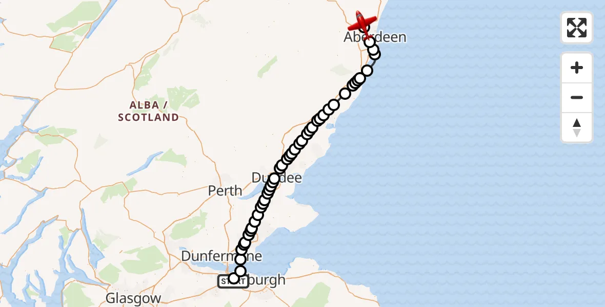 Routekaart van de vlucht: Air Ambulance Aircraft to Aberdeen International Airport, Aberdeen International Airport
