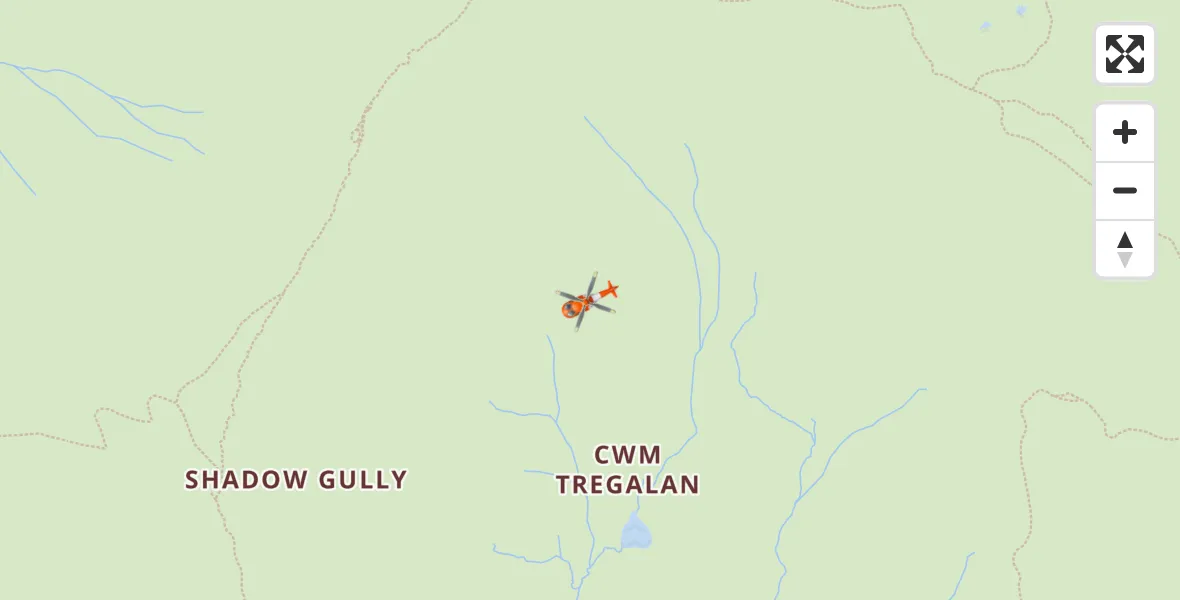 Routekaart van de vlucht: Coastguard Helicopter to Beddgelert, Watkin Path