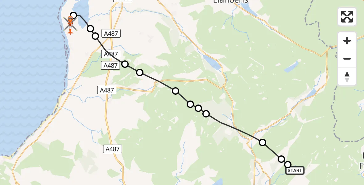 Routekaart van de vlucht: Coastguard Helicopter to Caernarfon Airport, Caernarfon Airport