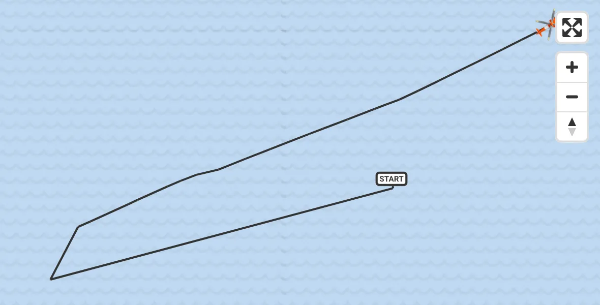 Flight path map showing Coastguard Helicopter route from North Sea to North Sea