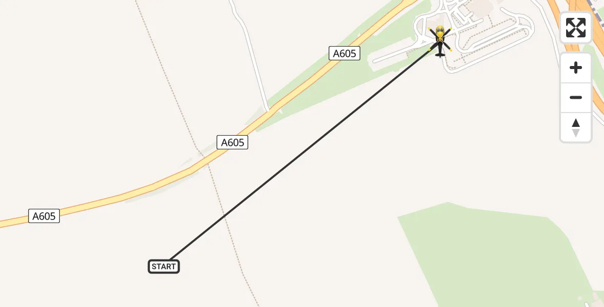 Routekaart van de vlucht: Police Helicopter to Haddon, A605