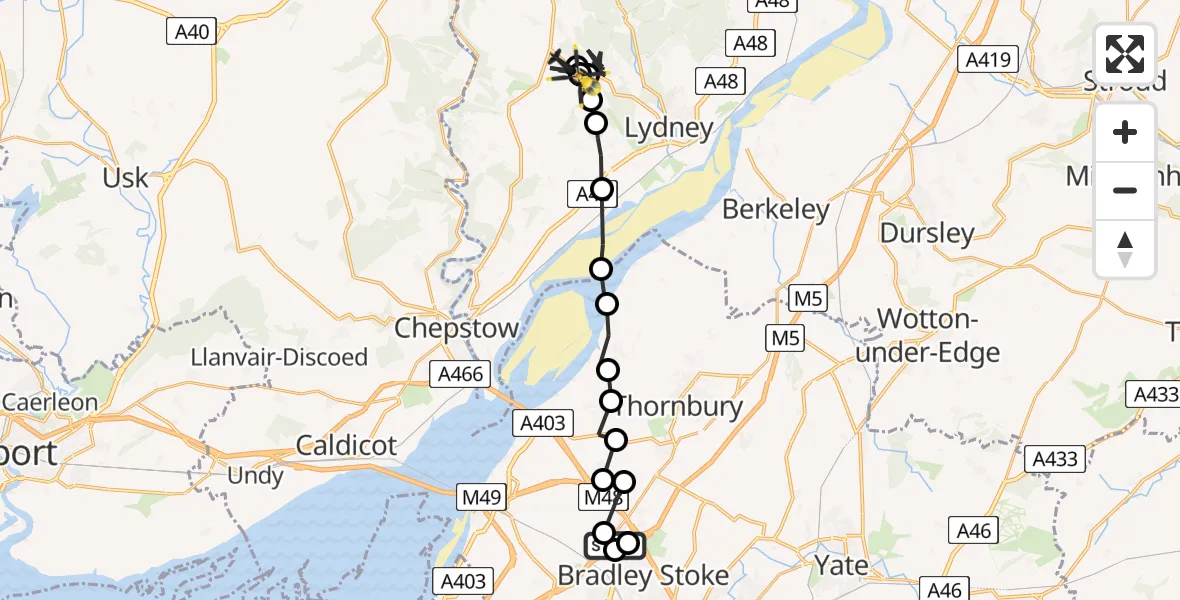 Flight route map: Police Helicopter to Sling, Bream Avenue