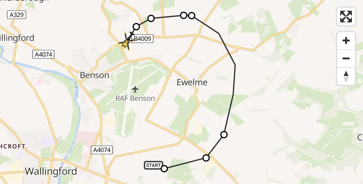 Flight route map: Police Helicopter to Benson, The Sands