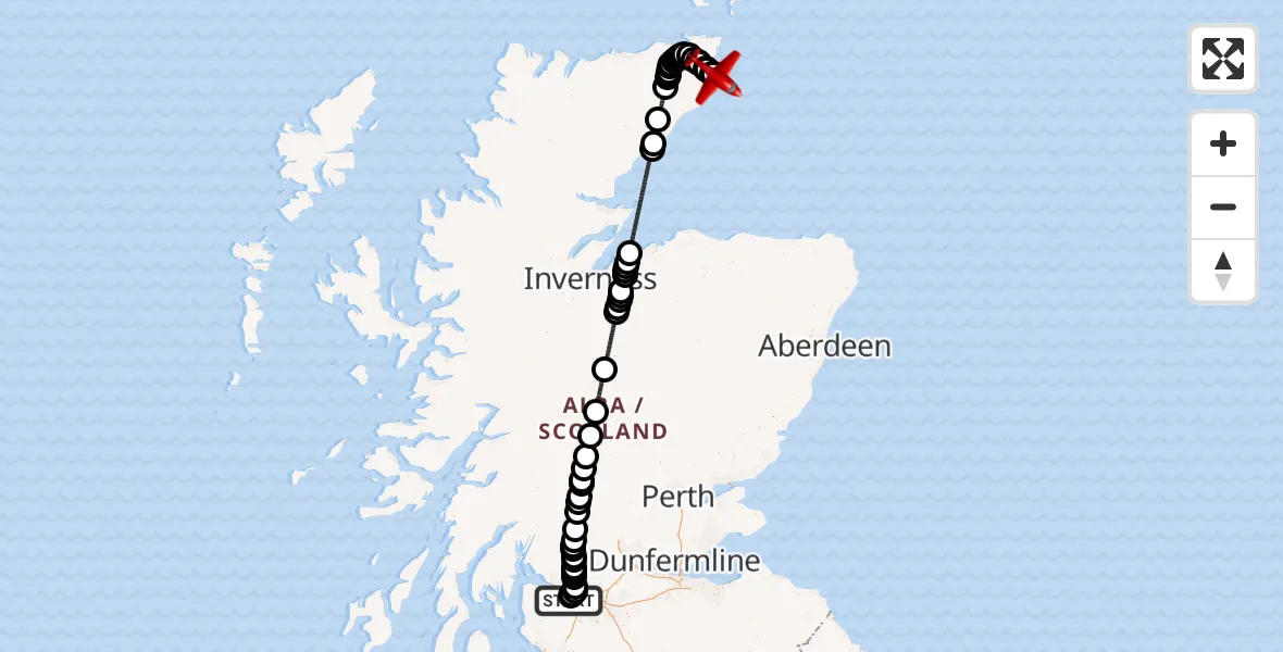 Flight route map: Air Ambulance Aircraft to Wick John O'Groats Airport, Wick John O'Groats Airport