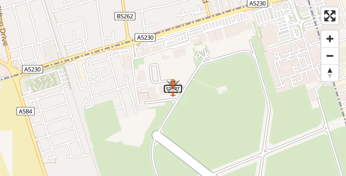 Flight path map showing Coastguard Helicopter route from Blackpool Airport to Blackpool Airport