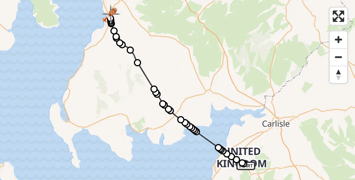 Routekaart van de vlucht: Coastguard Helicopter to Glasgow Prestwick Airport, Glasgow Prestwick Airport