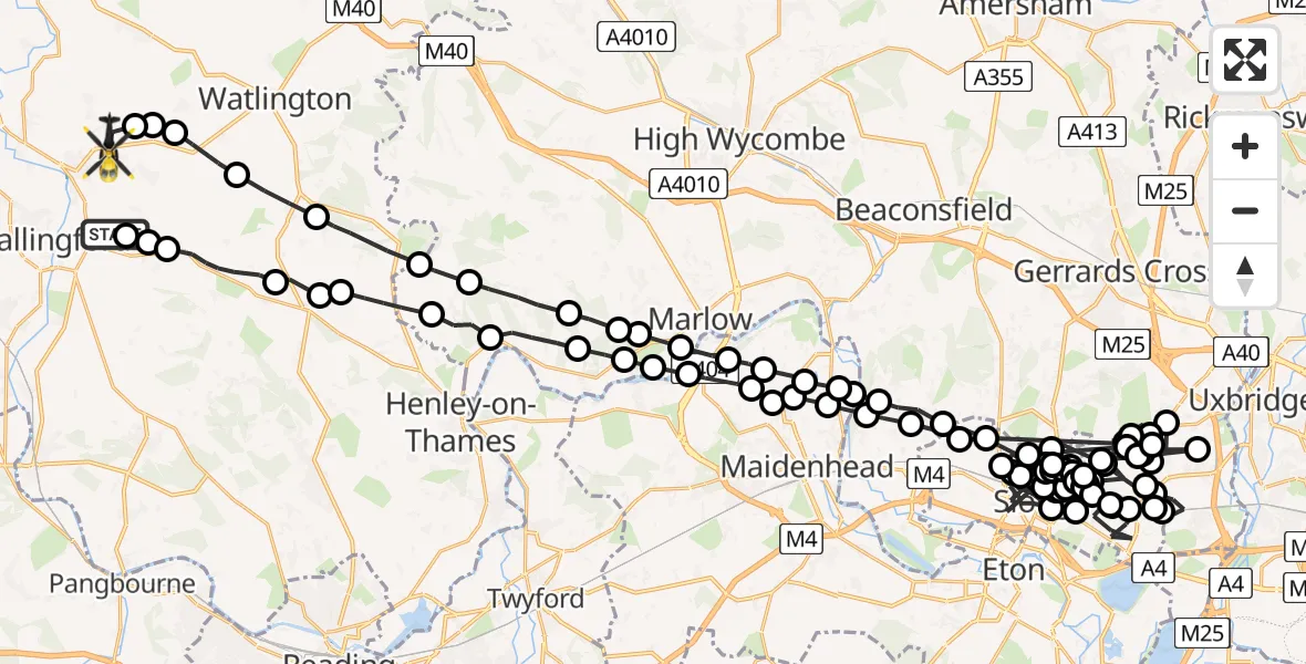 Flight route map: Police Helicopter to Benson, The Sands