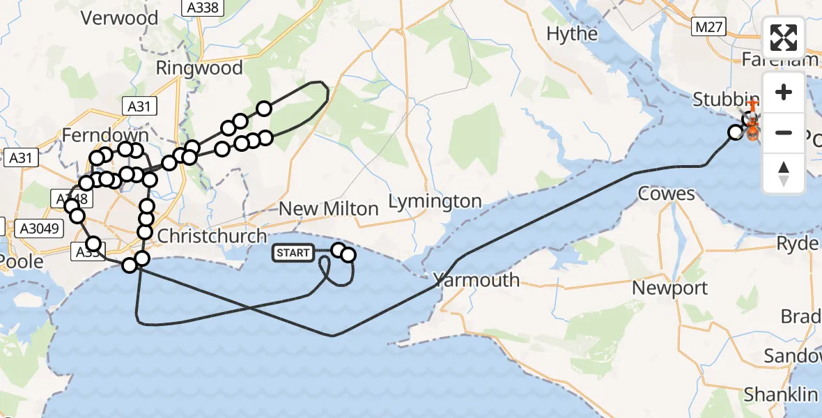 Routekaart van de vlucht: Coastguard Helicopter to Solent Airport, Solent Airport