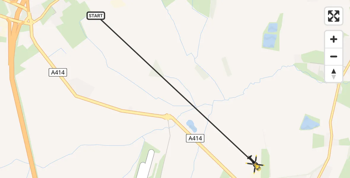 Flight route map: Police Helicopter to North Weald Bassett, Rayley Lane