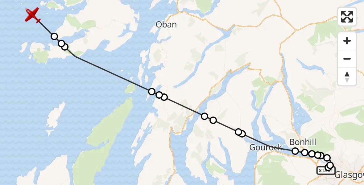 Routekaart van de vlucht: Air Ambulance Aircraft to Inner Seas
