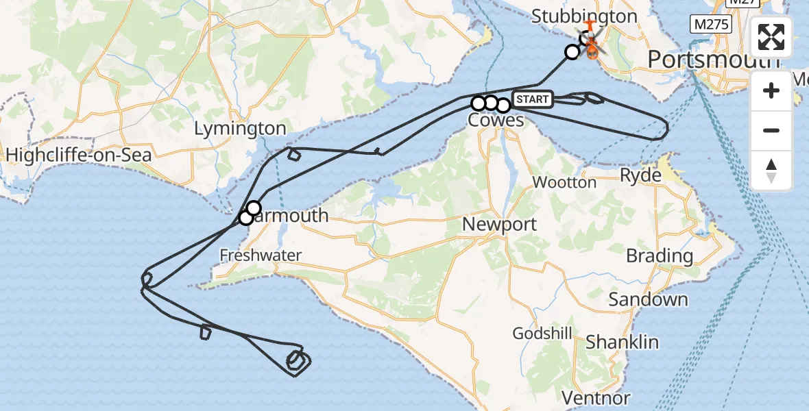 Flight route map: Coastguard Helicopter to Solent Airport, Solent Airport