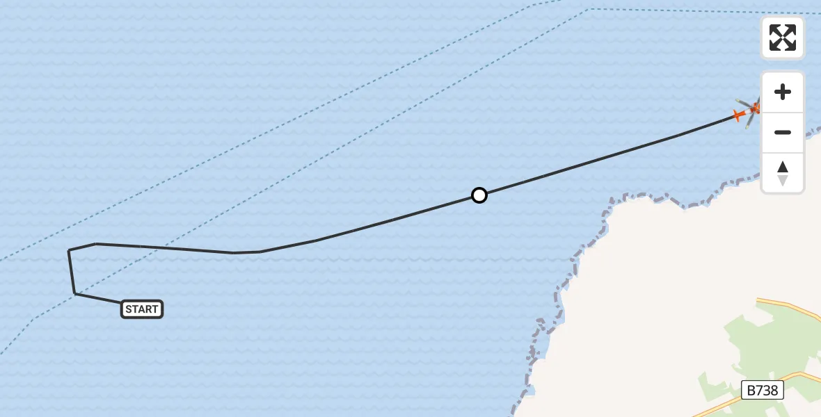 Flight route map: Coastguard Helicopter to Inner Seas, Inner Seas