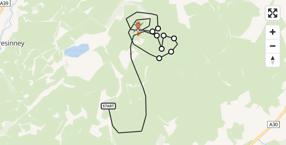 Routekaart van de vlucht: Coastguard Helicopter to St. Breward, St. Breward