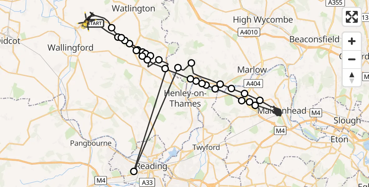 Flight route map: Police Helicopter to Benson, The Sands